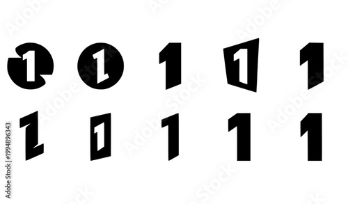 Number one logo set with modern flat design bold number 1 icons vector illustration isolated on white background