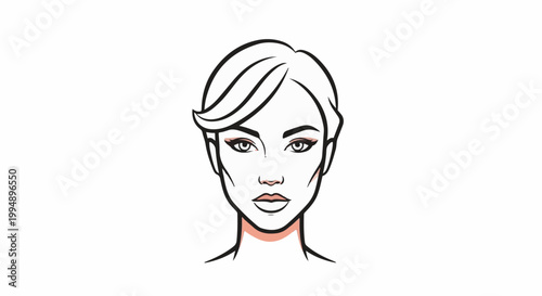 Stylized female face outline with subtle blush tones on cheeks and neck