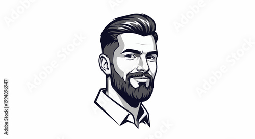 Stylized cartoon portrait of a man with a beard and styled hair