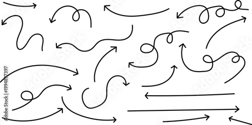 Hand drawn arrows a collection of sketchy directional indicators for design illustration