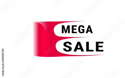 Mega sale ribbon element poster template. Celebration banner for follower vector.