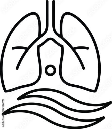 Simplified diagram of human lungs and diaphragm