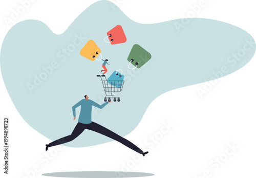 Big sale shopping, consumerism, customer enjoy buying or purchasing goods.human life and situation.