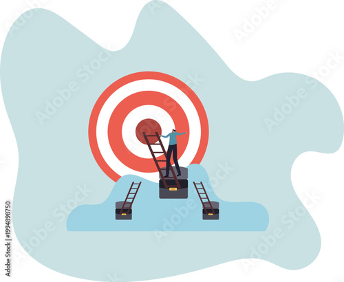 Ladder of success to reach goal or target, challenge to achieve goal, strategy or motivation to win competition,human life and situation.