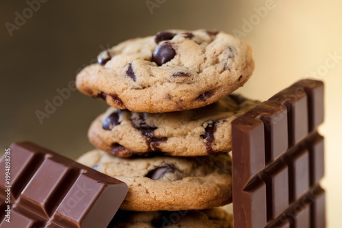 Freshly Baked Chocolate Chip Cookies and Chocolate Bars Arranged on a Table