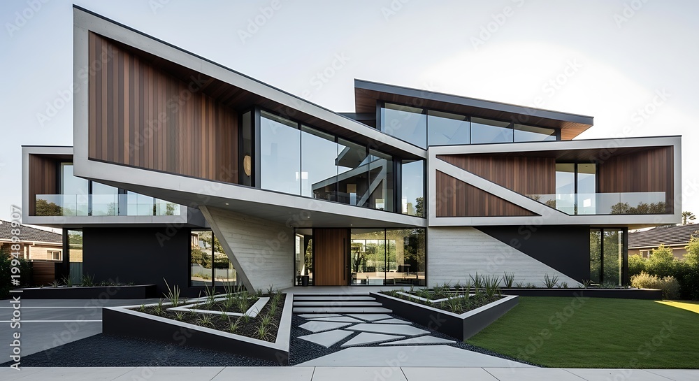 Fototapeta premium Modern house with unique architectural design.