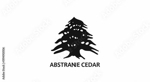 Stylized black cedar tree silhouette with text "ABSTRANIE CEDAR" below it