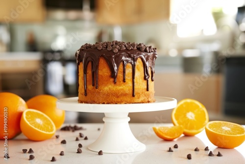 Baking a Cake With Chocolate and Orange at Home in the Kitchen