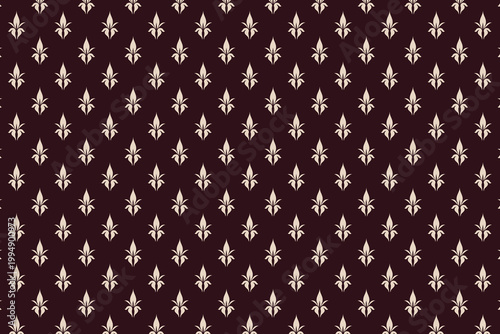 Elegant Seamless Fleur-de-Lis Pattern on Burgundy Background
