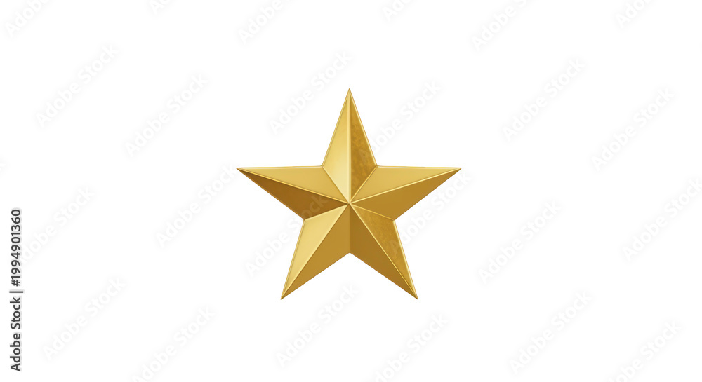 Fototapeta premium Five-Pointed Golden Achievement Star on Transparent Background, PNG