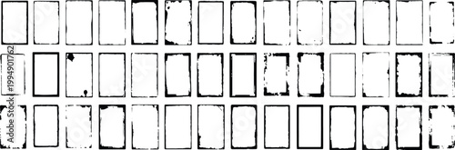 Vintage grunge texture with multiple small rectangular frames on white background for graphic design and scrapbooking  old retro style