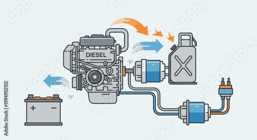 Car engine fuel system components.