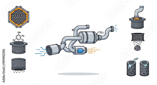 Car catalytic converter and exhaust system.