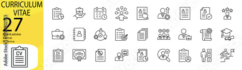 Curricuulum Vitae icon set. Editable stroke.