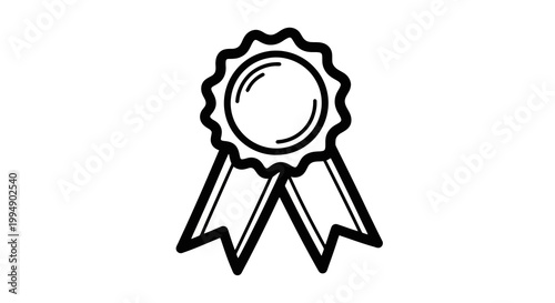 Outline medal with ribbons icon for achievement and recognition