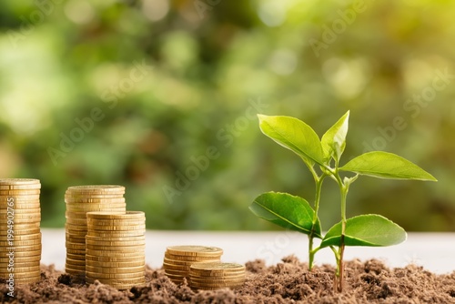 Growth of a Plant in Stacks of Coins Shows Connection Between Finance and Nat...