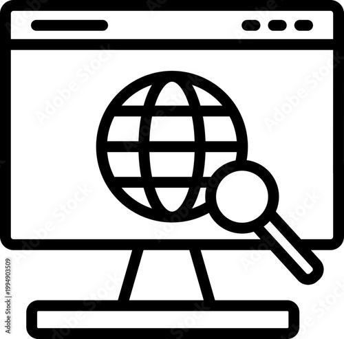Global Search Line Icon, Global Search Icon, Worldwide Search Icon