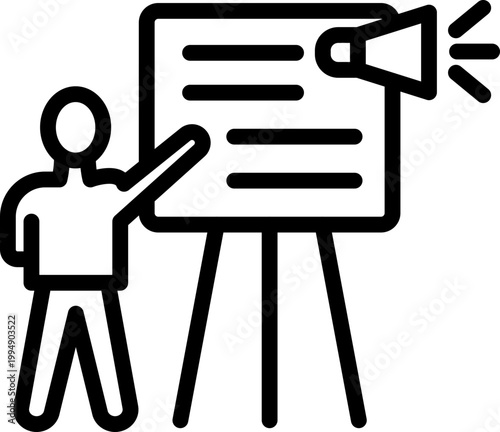 Presentation Line Icon, Presentation Icon, Business Presentation Icon