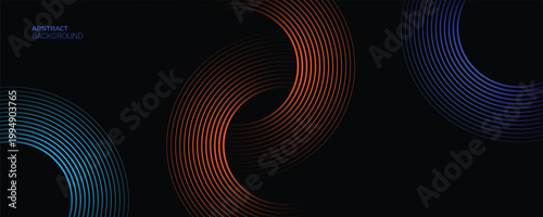 Colorful curved lines on a black background