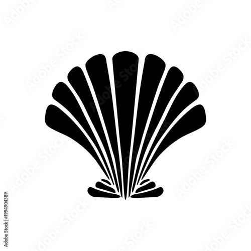 Scallop Shell Silhouette Black Minimal Vector Illustration