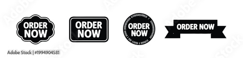 Order now button labels set for website interface and ecommerce business marketing promotional design