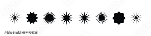 Set of black starburst shapes on white background modern design elements vector