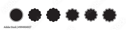 Various black seal shapes circles and wavy border designs for guaranteed quality icons