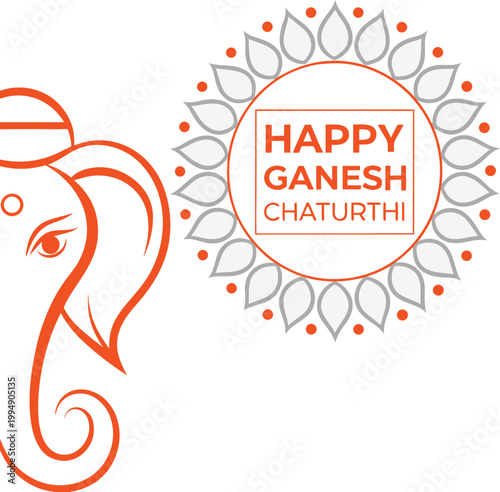 Artistic Ganesh Chaturthi Card Layout with Divine Ganesha Design