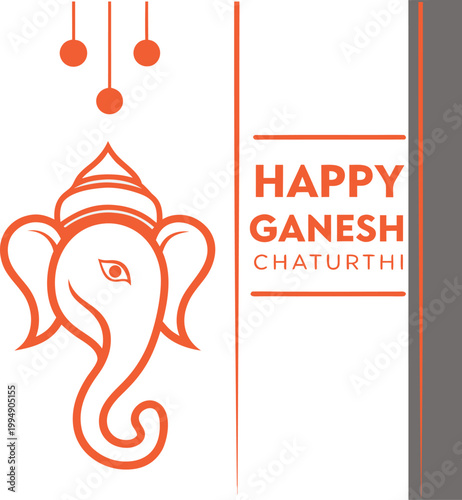 Artistic Ganesh Chaturthi Card Layout with Divine Ganesha Design