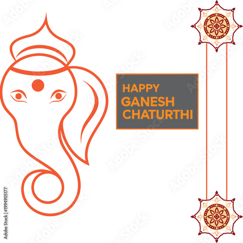 Artistic Ganesh Chaturthi Card Layout with Divine Ganesha Design