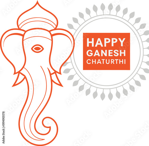 Artistic Ganesh Chaturthi Card Layout with Divine Ganesha Design