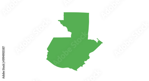 A solid green silhouette depicts the geographical outline of the central american country guatemala high quality professional detailed