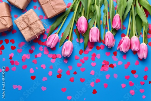 Roses and Hearts Surround a Blank Space for Messages on a Light Background