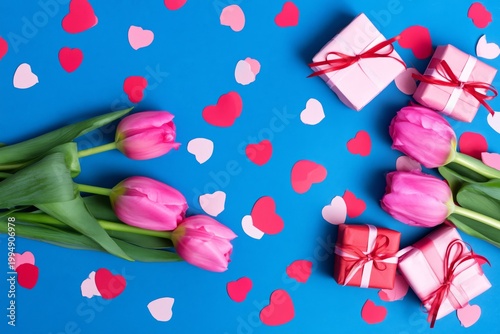 Roses and Hearts Surround a Blank Space for Messages on a Light Background