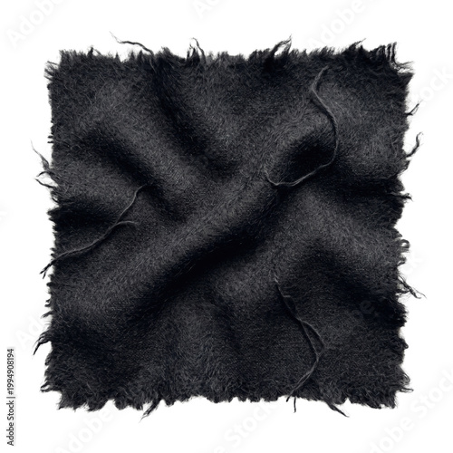 Cuadro en lienzo Soft black wool fabric swatch with frayed edges