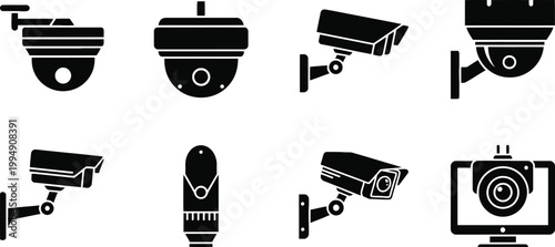 Security camera icons a collection of surveillance technology illustrations