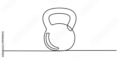 Continuous single line drawing of a heavy kettlebell