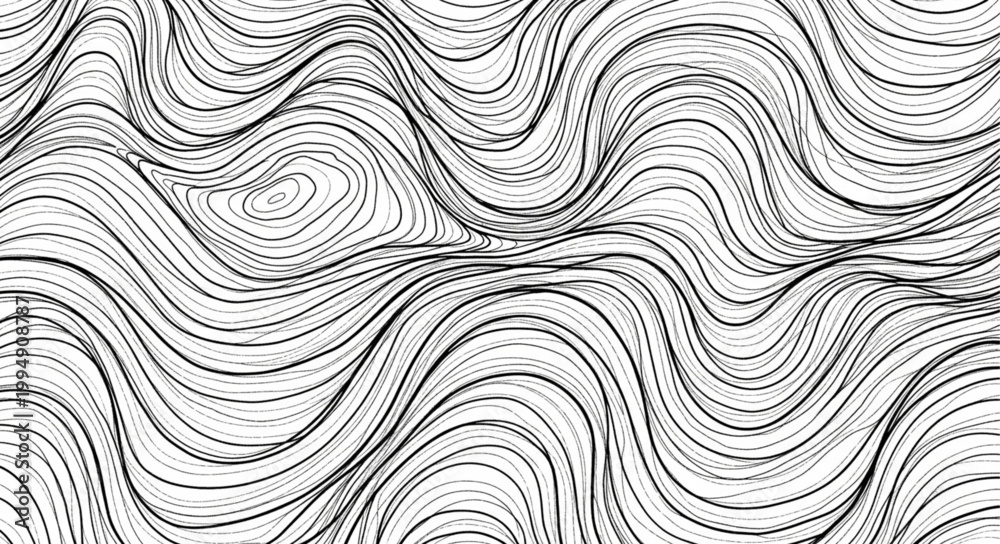 Obraz premium Abstract Black and White Wavy Lines Pattern.