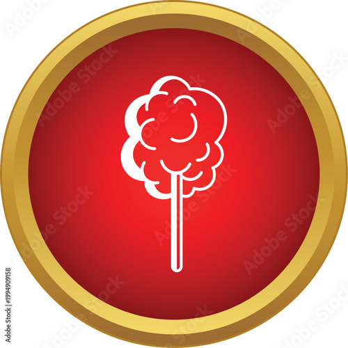 Representing a sweet sugary cotton candy dessert in a round button icon