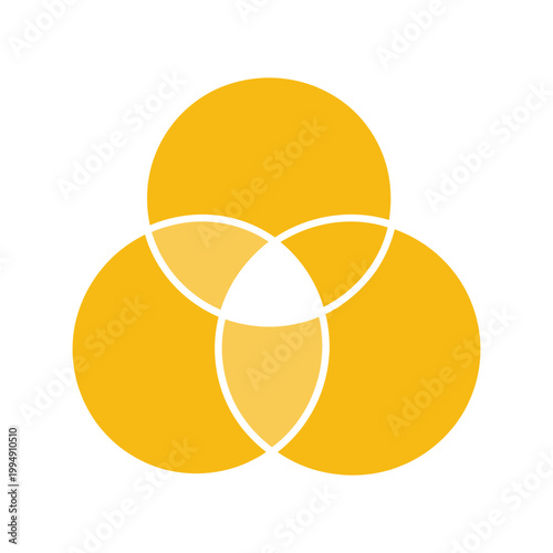 Venn diagram three overlapping circles vector chart for business presentation, strategy analysis, and logical infographic comparison design