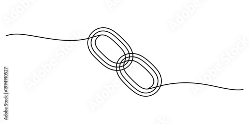 Continuous line drawing of a metal chain link icon
