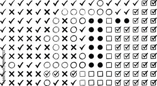 Black hand-drawn check mark symbol on white background, isolated