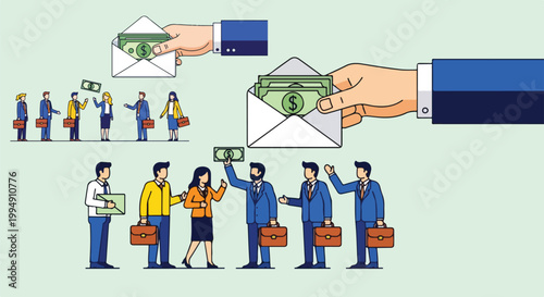 Business finance, money exchange, payment concept, corporate transactions, flat illustration