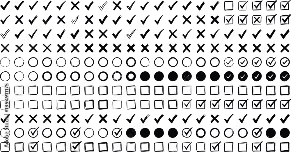 Fototapeta premium Abstract black brush strokes forming geometric shapes on white background