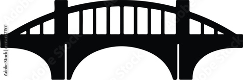 Silhouette of elegant arch bridge with vertical railing vector design