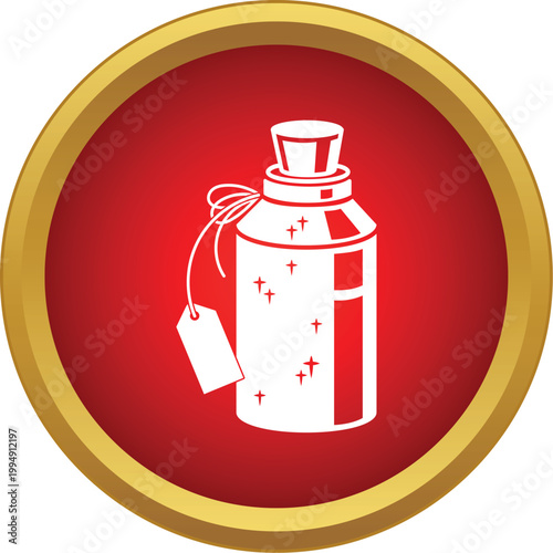 Potion bottle icon representing magic, alchemy, and remedies in a red circle