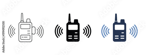 Walkie talkie icon vector illustration for portable radio communication, emergency alert, safety sign, and wireless transmitter receiver concept