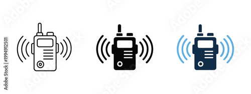 Walkie talkie icon vector illustration for portable radio communication, emergency alert, safety sign, and wireless transmitter receiver concept