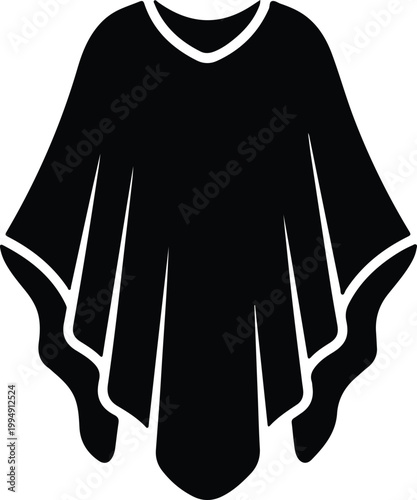 Silhouette of flowing poncho clothing for warm weather comfort vector design