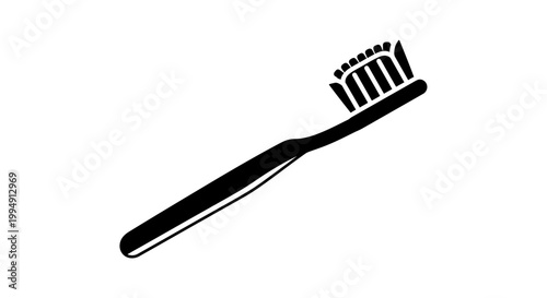 A simple black toothbrush design creating a striking silhouette